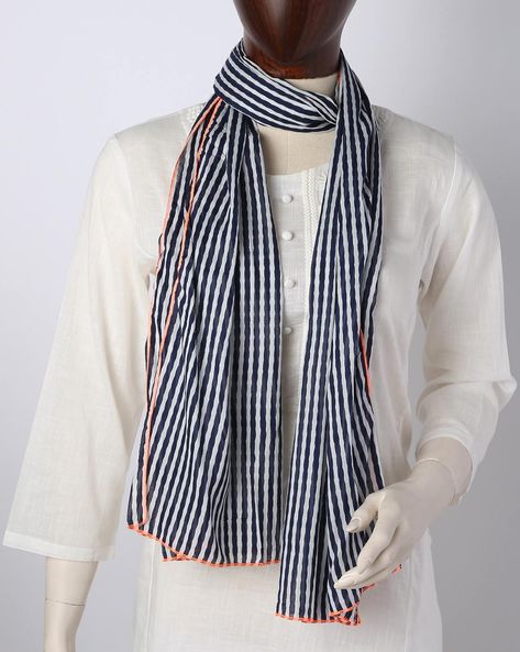 Striped Scarf with Contrast Trims Price in India
