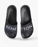 UNITED COLORS OF BENETTON Slides with Signature Branding (BLACK)