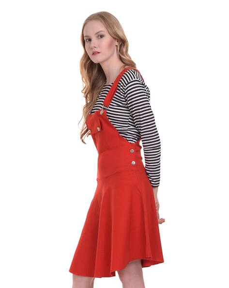 flared dungaree dress