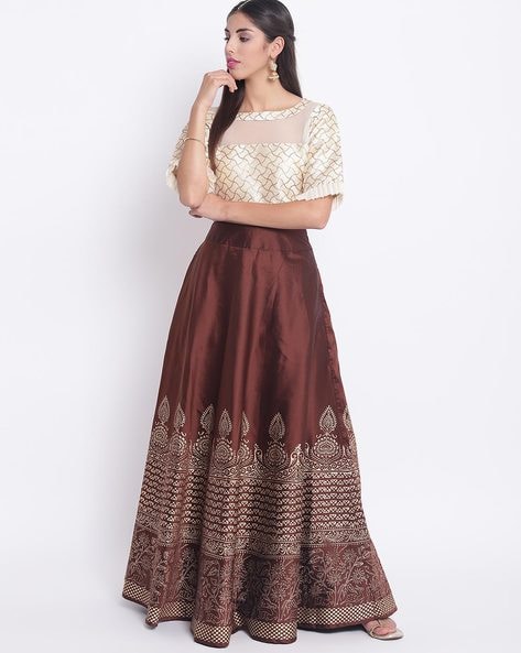 Buy Shakumbhari Blue Cotton Printed Lehenga Online @ ₹1797 from ShopClues