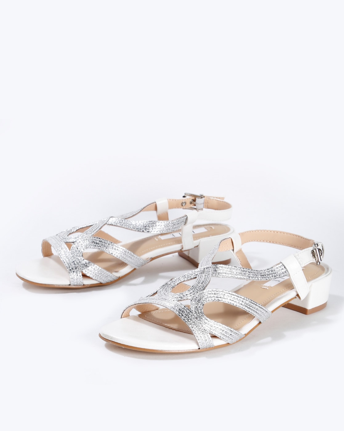 peep toe silver sandals