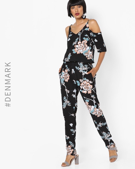 strappy cold shoulder jumpsuit