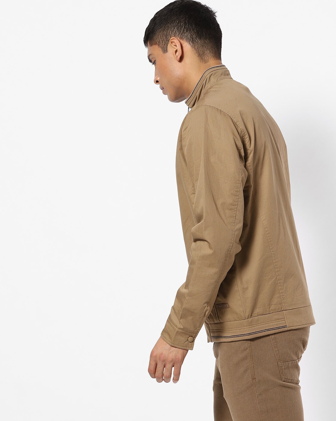 Buy Men Khaki Solid Jacket Online in India - MOCA by Monte Carlo