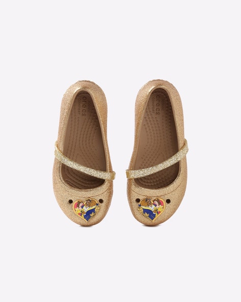 crocs gold flip flops