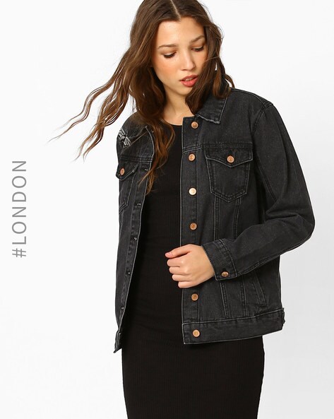 New Look western denim jacket in black | ASOS