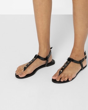t strap studded flats