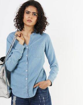 blue formal shirt for ladies