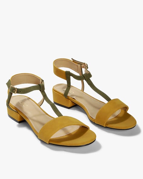 T-strap Heel Sandals with Buckle Closure