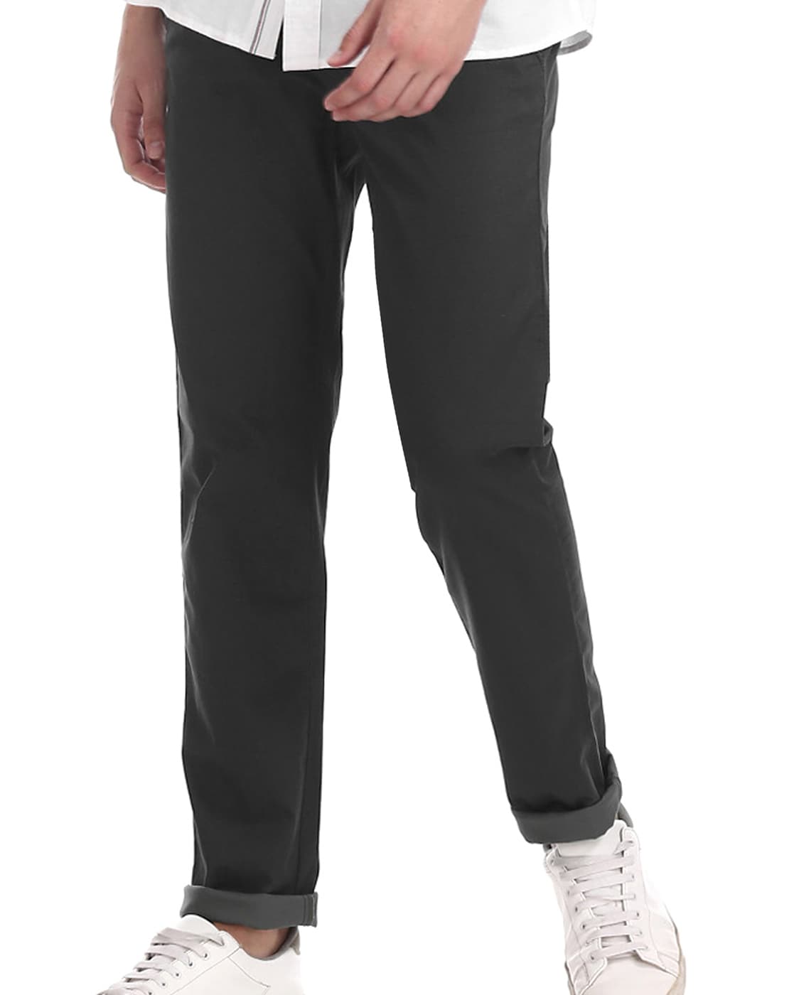 Buy Arrow Sport Men Black Chrysler Fit Solid Smart Casual Trousers   Trousers for Men 2079037  Myntra