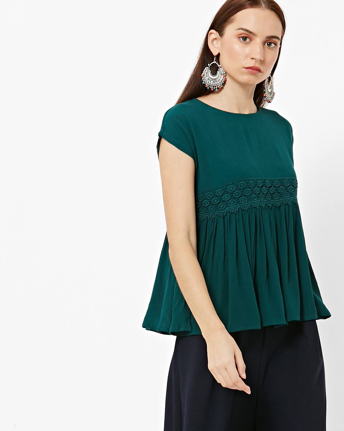 emerald green peplum top