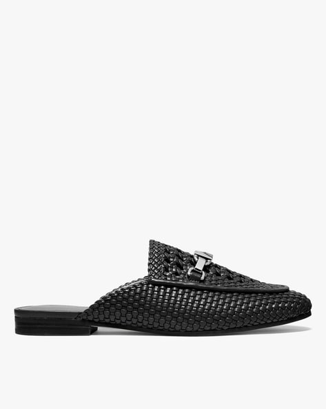 Buy Michael Kors Charlton Basket-Weave Mules with Metal Accent | Black  Color Women | AJIO LUXE