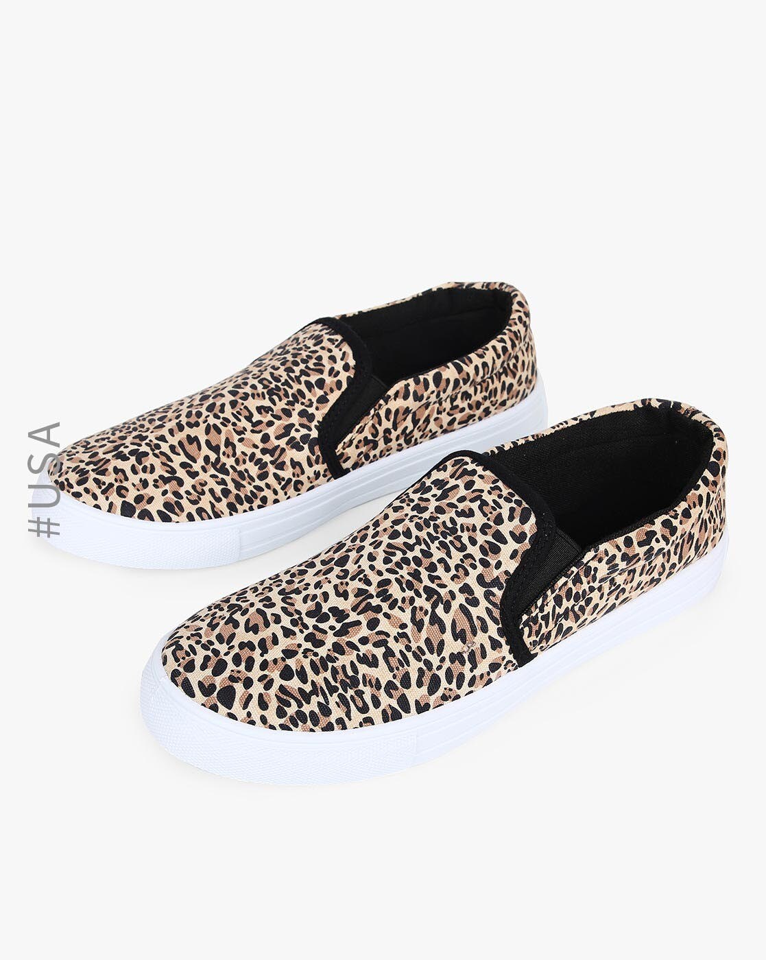 qupid leopard slip on sneakers