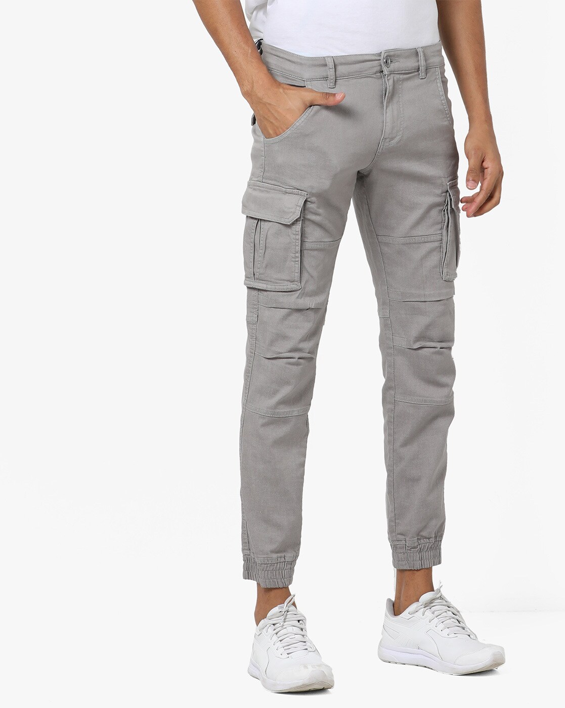 grey skinny cargo pants mens