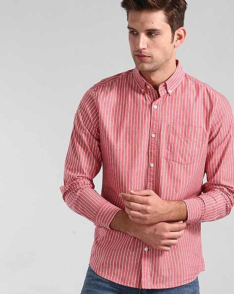 slim fit striped poplin shirt