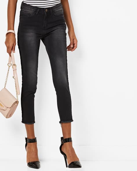 Lightly Washed Cropped Skinny Jeans