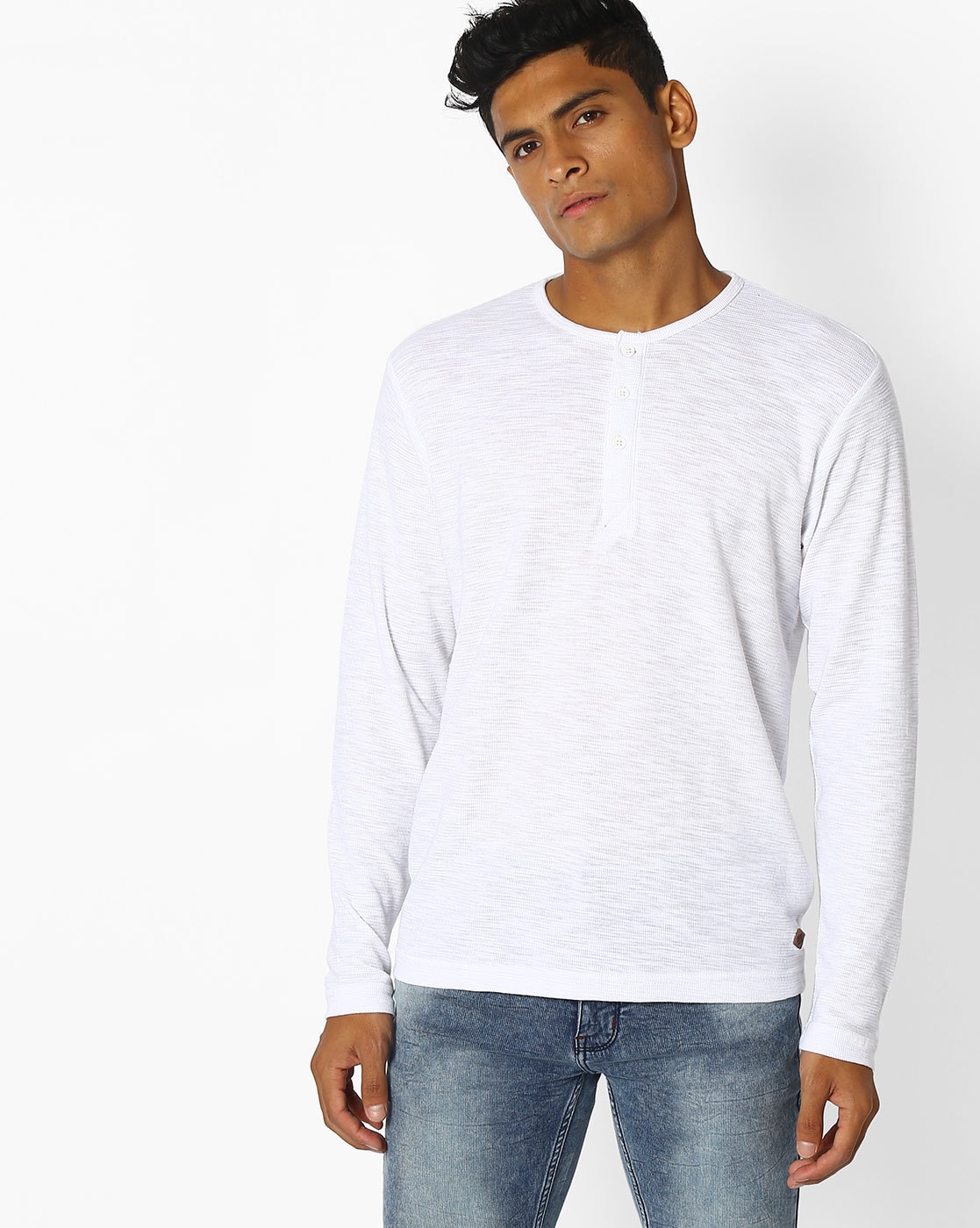 Buy White Textured Jersey T-shirt Online at Muftijeans