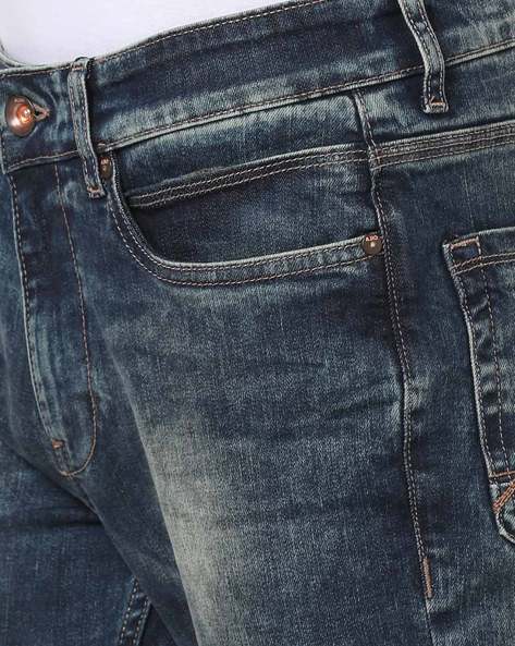 AJIO Washed Tapered Jeans