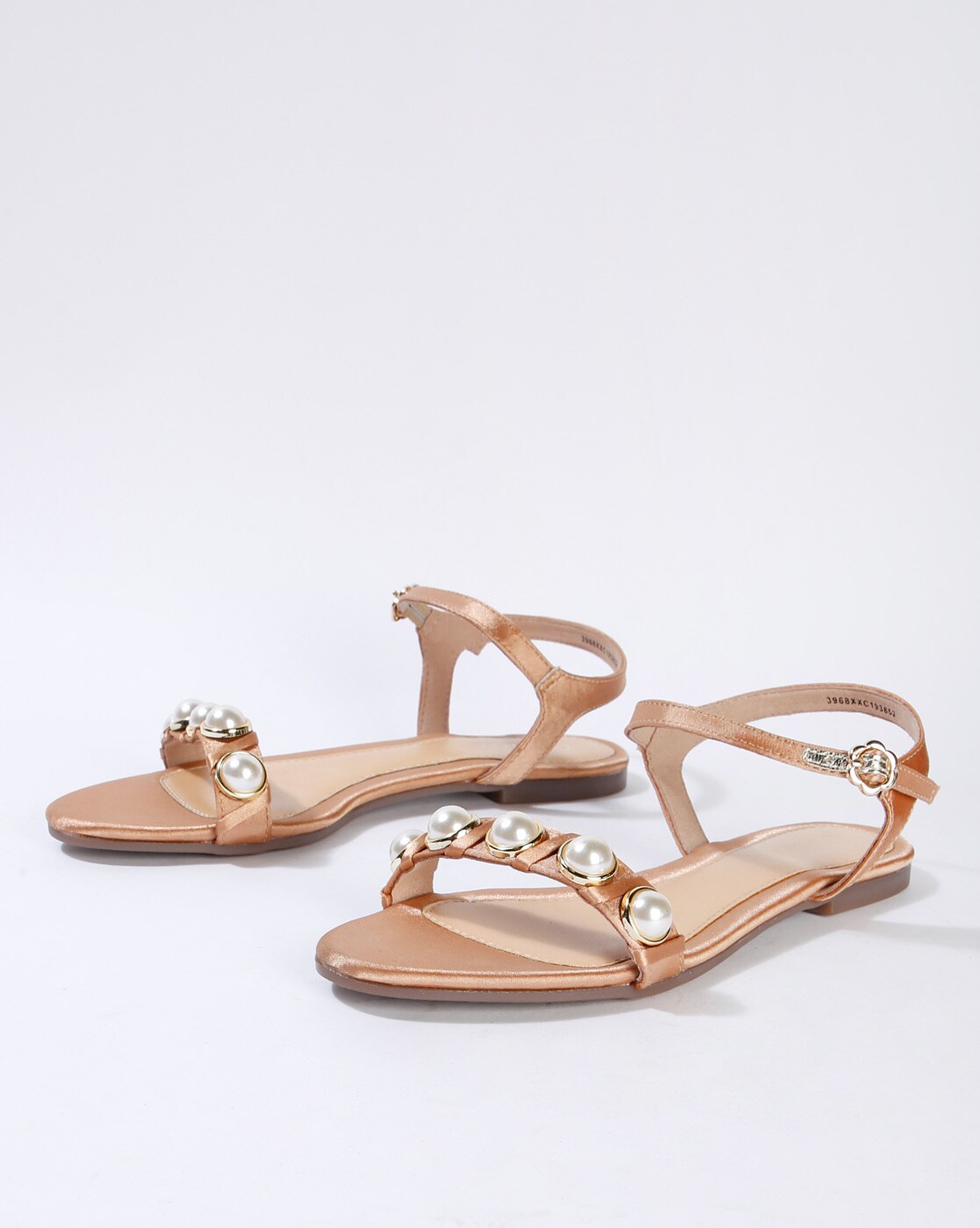 pearl embellished flat sandals