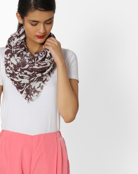 Printed Scarf with Frayed Edges Price in India