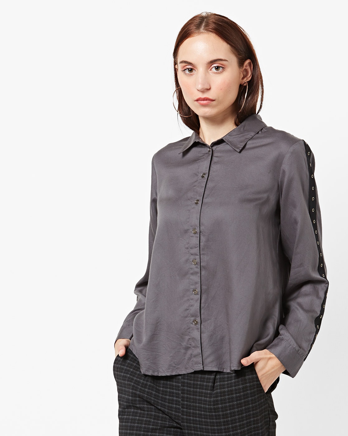 charcoal grey shirt women's
