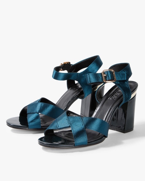 Dark blue strappy online heels