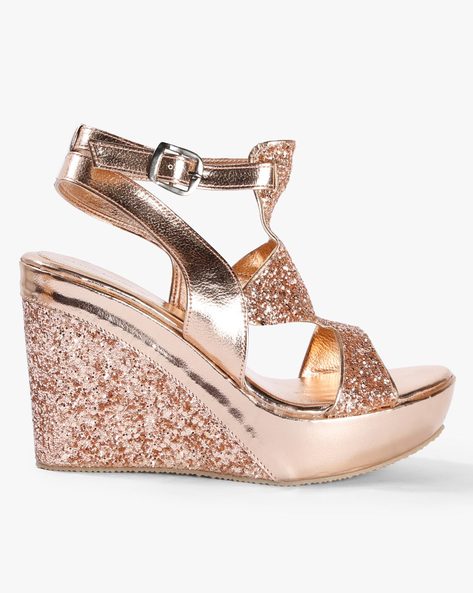 rose gold platform wedges