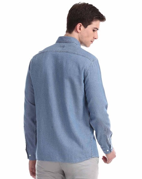 Slim Fit Chambray Shirt (Image - 3)