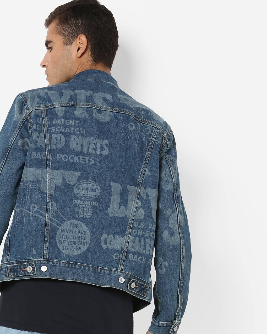 Buy online Blue Printed Denim Jacket from Jackets for Men by Showoff for  ₹2299 at 66% off | 2024 Limeroad.com