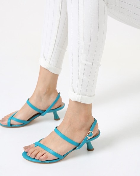 blue kitten heel sandals