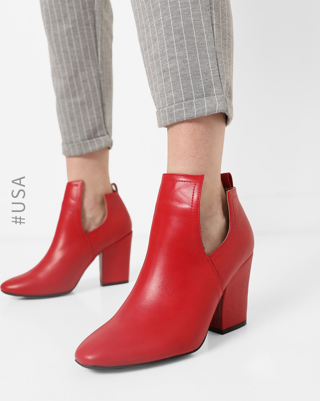 heeled boots red
