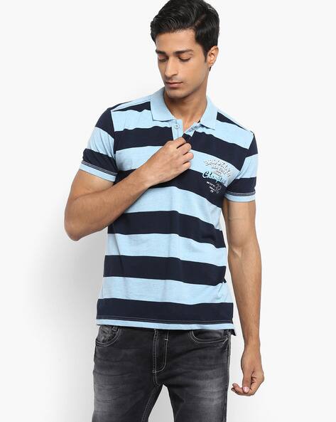 MUFTI Striped Slim Fit Polo T-shirt
