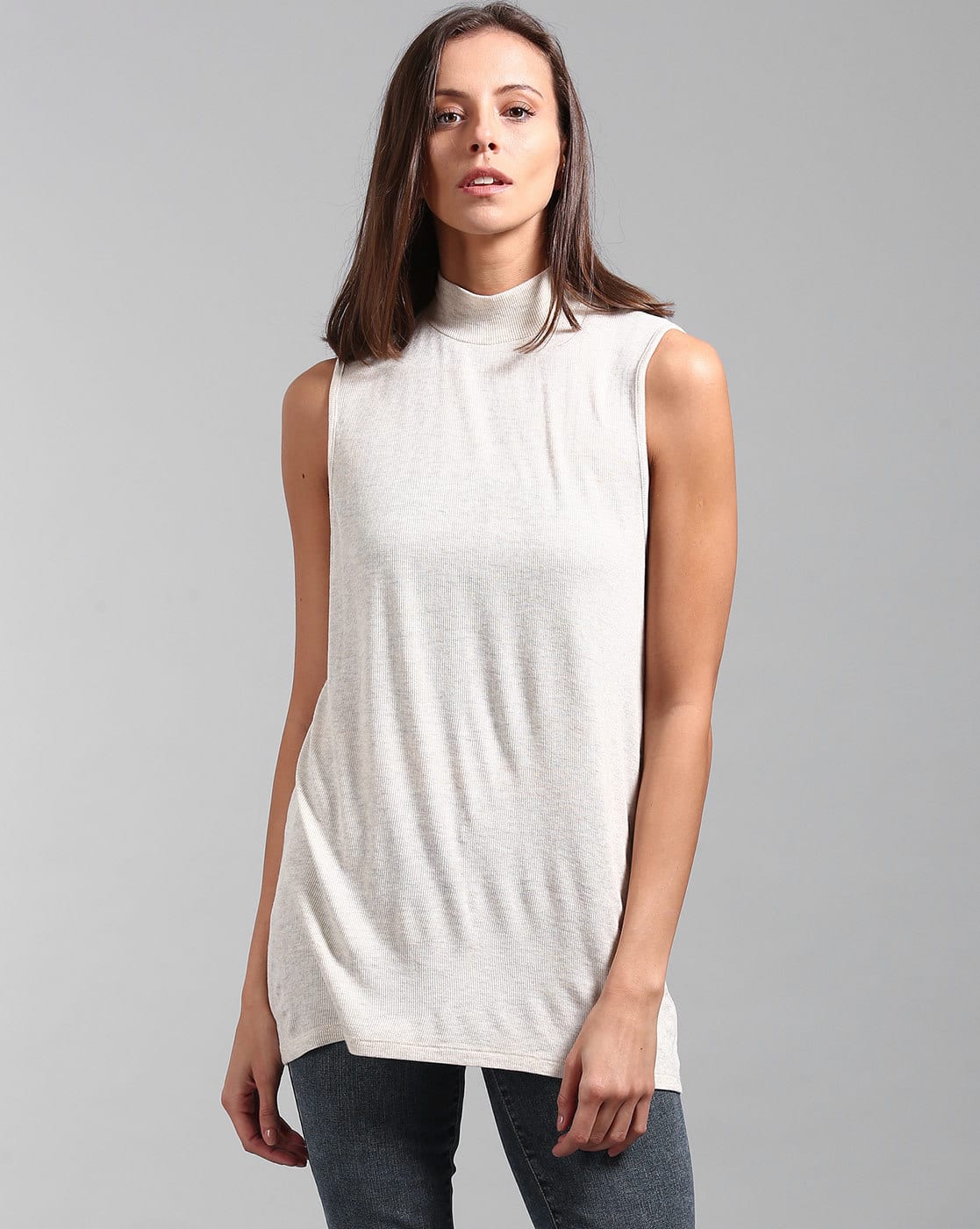 high neck sleeveless t shirt