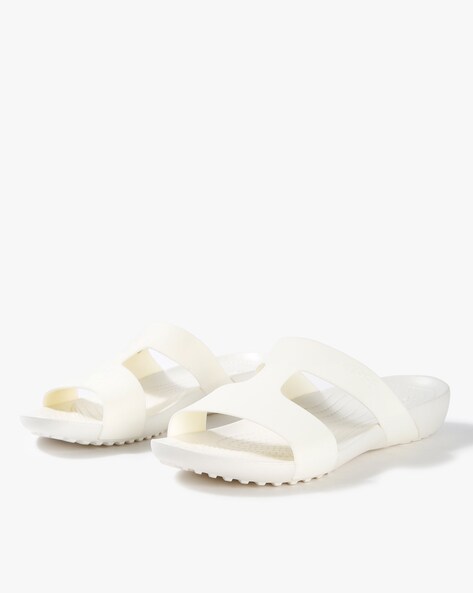 crocs slides white