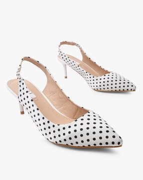 Polka-Dot Print Kitten Heels