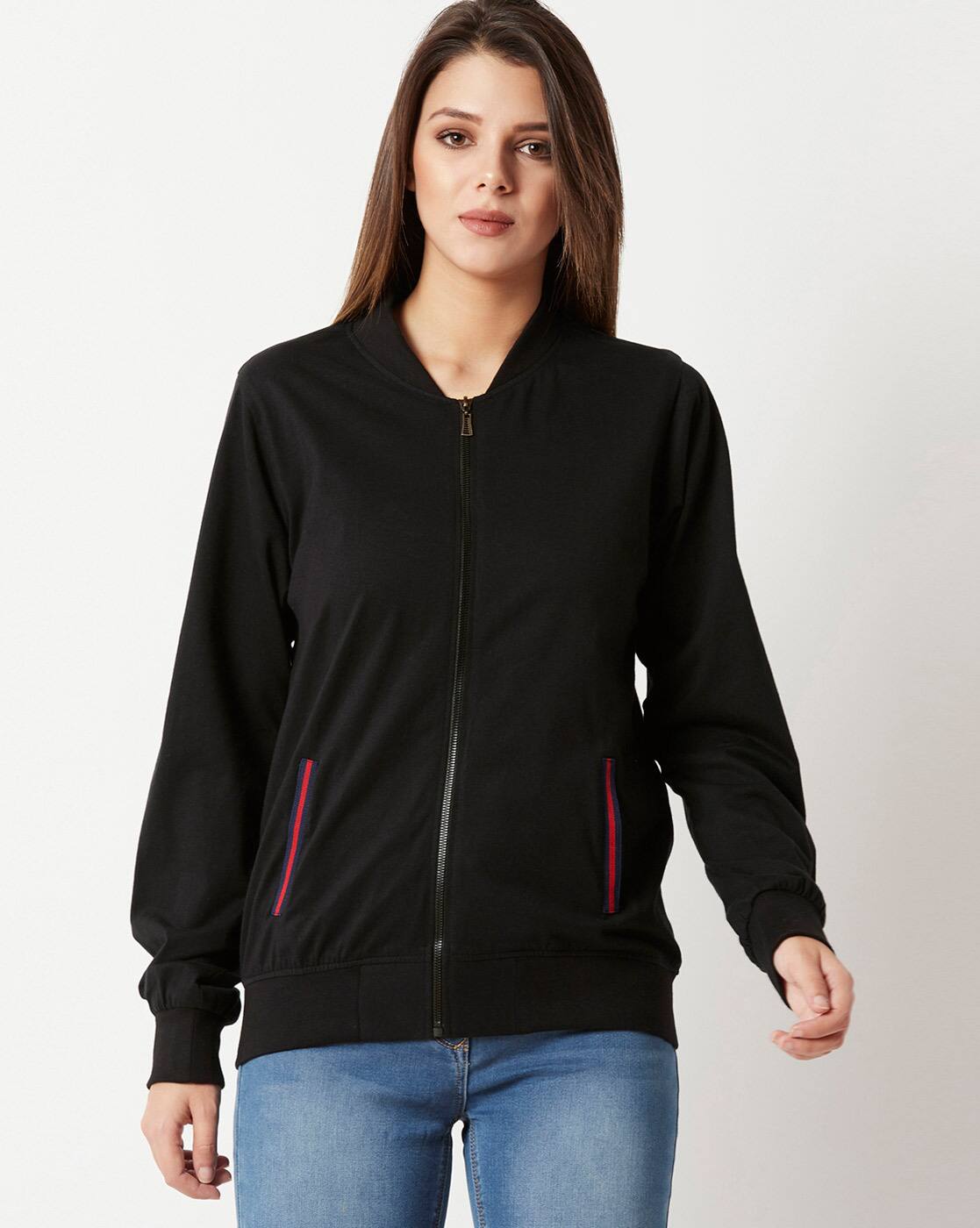 plain black bomber jacket womens