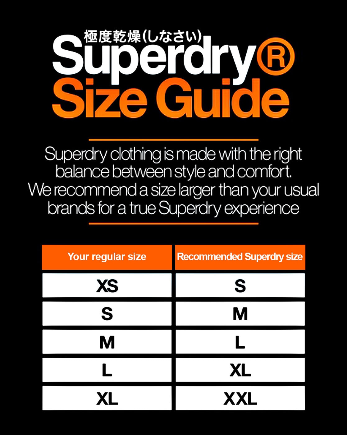 superdry footwear size guide