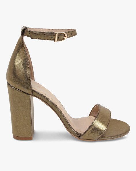 Buy Bronze Heeled Sandals for Women by 