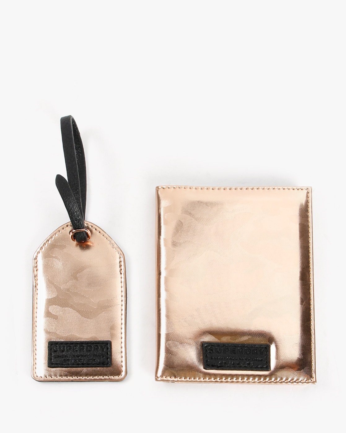 rose gold passport holder and luggage tag