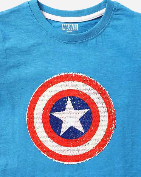 Official Marvel Captain America Boys Sweatshirt Kids Superhero Crew Sweat Blue
