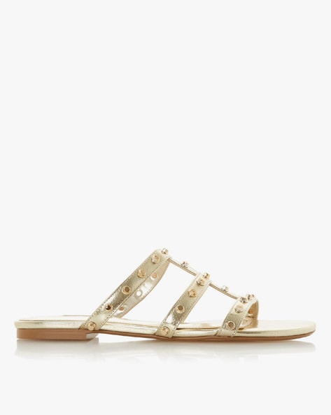 Gold best sale studded slides