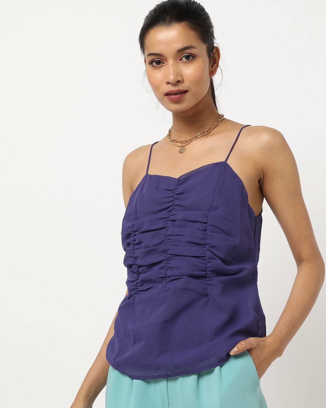 purple spaghetti strap top