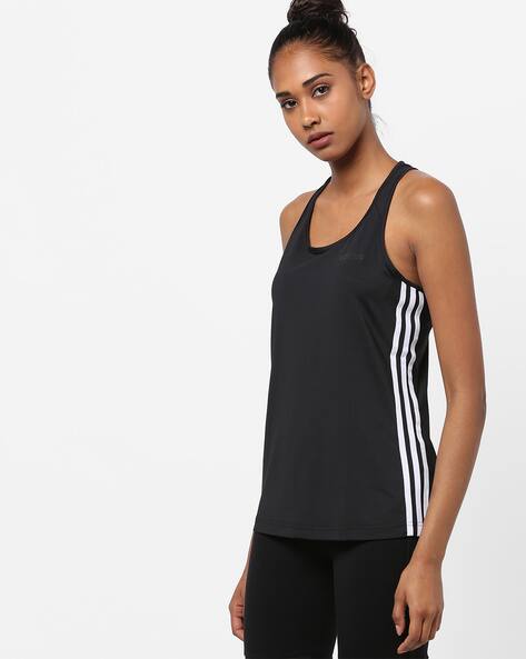 Racerback Sleeveless Tank Top with Contrast Tapings
