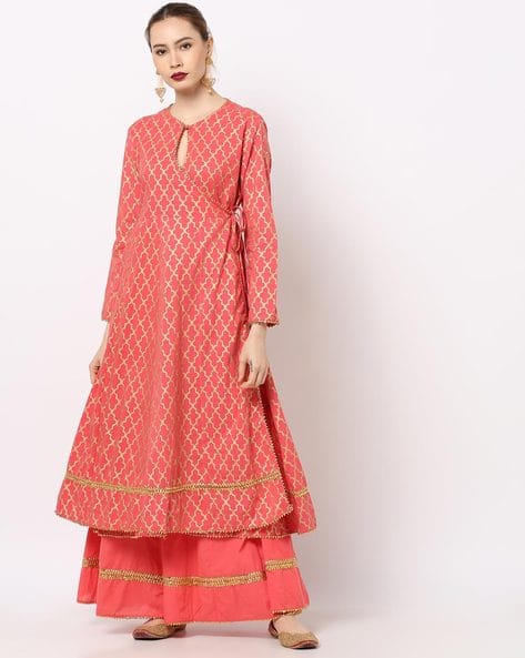 Bhama Couture Printed Angrakha Kurta with Palazzo Pants