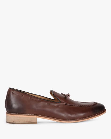 Genuine Leather Loafers With Moc-Stitch Upper By Acuto ( Brown )