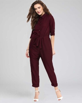 maroon jumpsuit formal