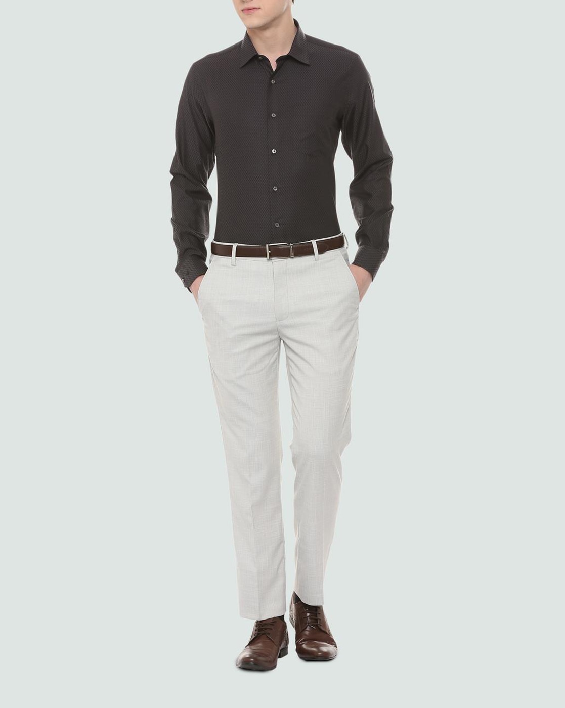 Buy Louis Philippe Grey Trousers Online - 738355