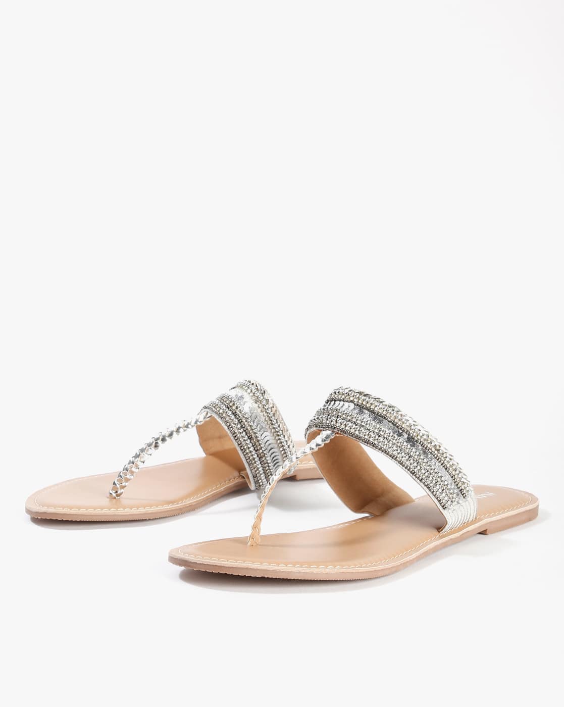 silver flat sandals