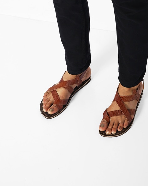 Brown Leather Single Toed Sandals for Men - Mardi Gras-anthinhphatland.vn
