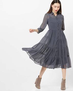 Printed Tiered Shirt Dress
