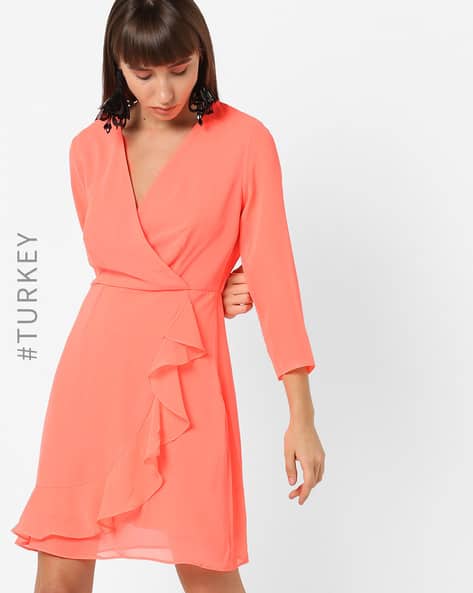 Orange Dress with Ruffles